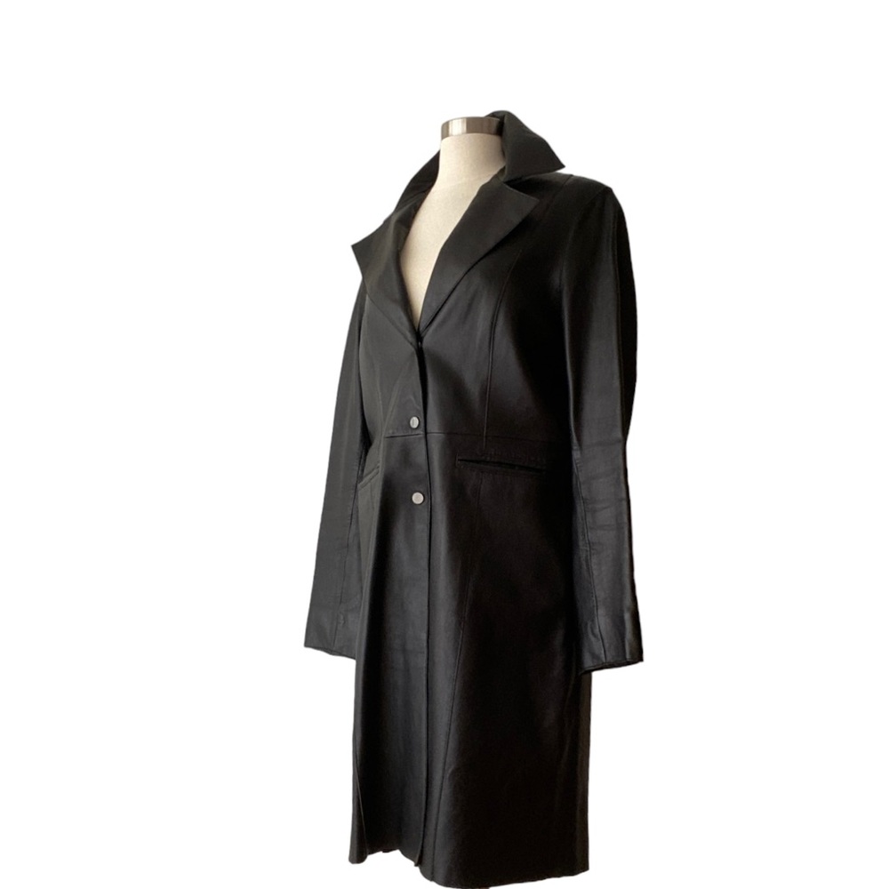 Bebe Black Leather Long Lightweight Coat-Large